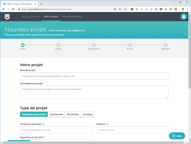 Renseignez les détails de votre panneau d'affichage de permis de construire ou déclaration préalable