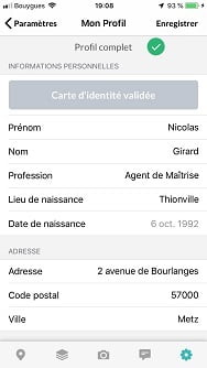 Profil utilisateur complété dans l'application Attestis Profil utilisateur complété dans l'application Attestis